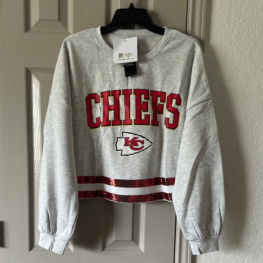 Gameday Couture Gray Chiefs Cropped Sweatshirt with Red Accents